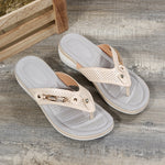 Women 2023 Summer Wedges Clip Toe Sandals Outdoor Slippers Casual Ladies Beach Shoes Metal Button Flip Flops Slides Footwear