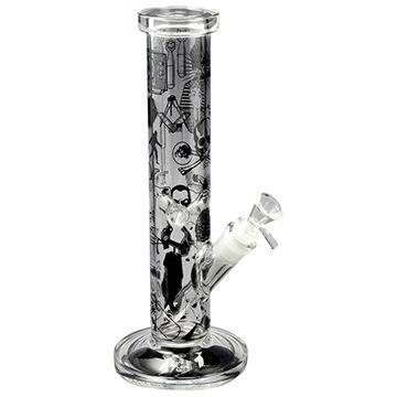 Smoking Glass Water Pipe With Design - 7mm