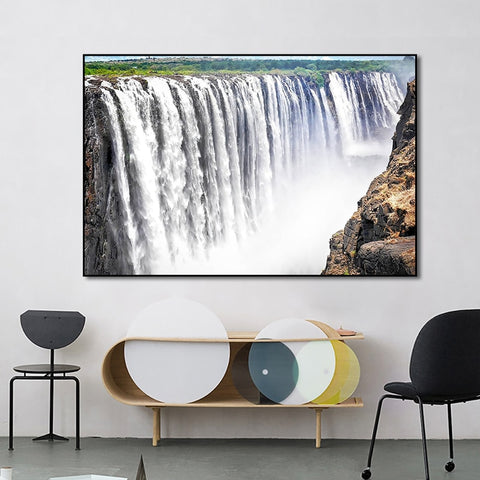 HD Canvas Print Realistic Waterfall Landscape Painting Wall Art Picture Posters and Print Living Room Decoration Canvas Painting