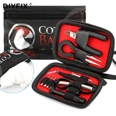 Vape DIY Tool Kit Bag With Cigarette Organic Cotton Wire Coil Jig Winding Ceramic Tweezers Pliers for RDA E-Cigarette Accessorie