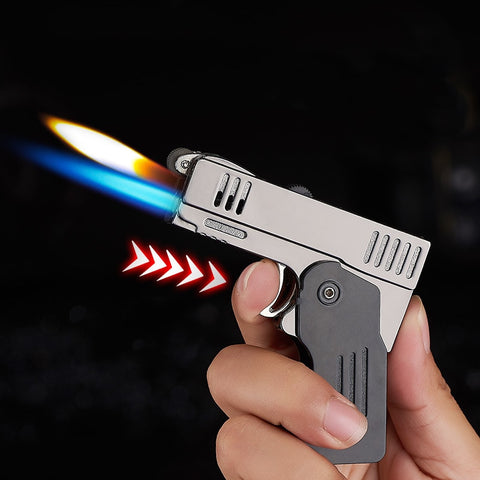 Free Fire Double Flame Jet Pistol Lighter Torch Turbo Unusual Lighter Windproof Refillable Butane Gas Lighter Gadgets For Men