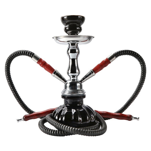 Black Arab Shisha Hookah Set Complete Sheesha Narguile Bowl Charcoal Tray Double Tube Water Pipe Smoking Accessories