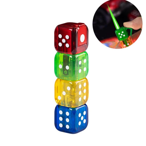 Windproof Dice Lighter Green Flame Refillable Butane Torch Lighter Creative Body LED Flashing Cute Gift Cigarette Accessories