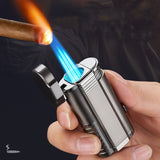 Inflatable Torch Lighter Triple Jet Flame Cigar Lighter With Cigar Knife/refillable Butane Gas