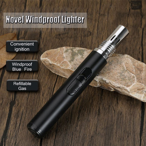 Novel Refillable Butane Torch Jet Flame Lighters Outdoor BBQ Camp Gas Stove Windproof Lighter Gun Stove Lighter Cigars for Men