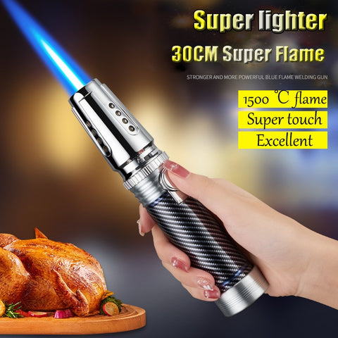Novel Refillable Butane Turbo Gas Jet Flame Lighters Outdoor BBQ Gun Windproof Lighter Smoking Cigars for Men Kitchen Accessory