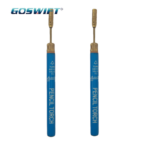 GOSWIFT 2 Pcs Blue Color Pencil Torch Cordless Butane Powered Pencil-Torch Refillable Gas for Welding Torches